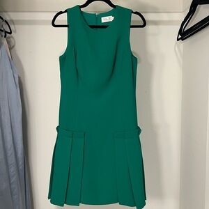 Eliza J Womens Pleated Hem Drop Waist Crepe A-Line Dress Emerald Green Size 6